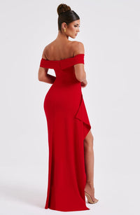 Selvaine Women's Sequin Party Dress Maxi Gown in Red