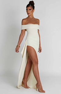 Selvaine Women's Sequin Party Dress Maxi Gown in White
