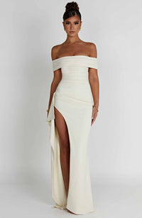 Selvaine Women's Sequin Party Dress Maxi Gown in White