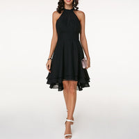 Selvinda Women's Cocktail Party Dress Halter Tiered in Black