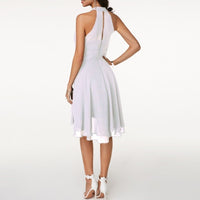 Selvinda Women's Cocktail Party Dress Halter Tiered in Wine Red