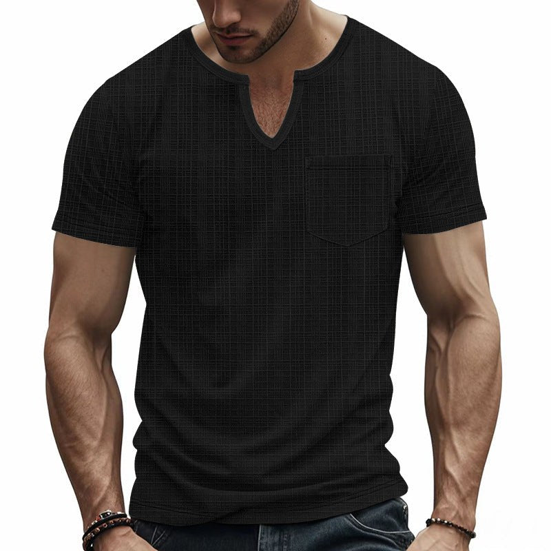 Sem Linen Shirt with V-Neck and Short Sleeve