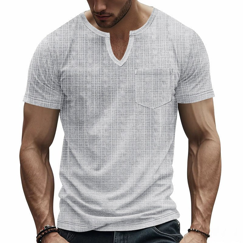Sem Linen Shirt with V-Neck and Short Sleeve