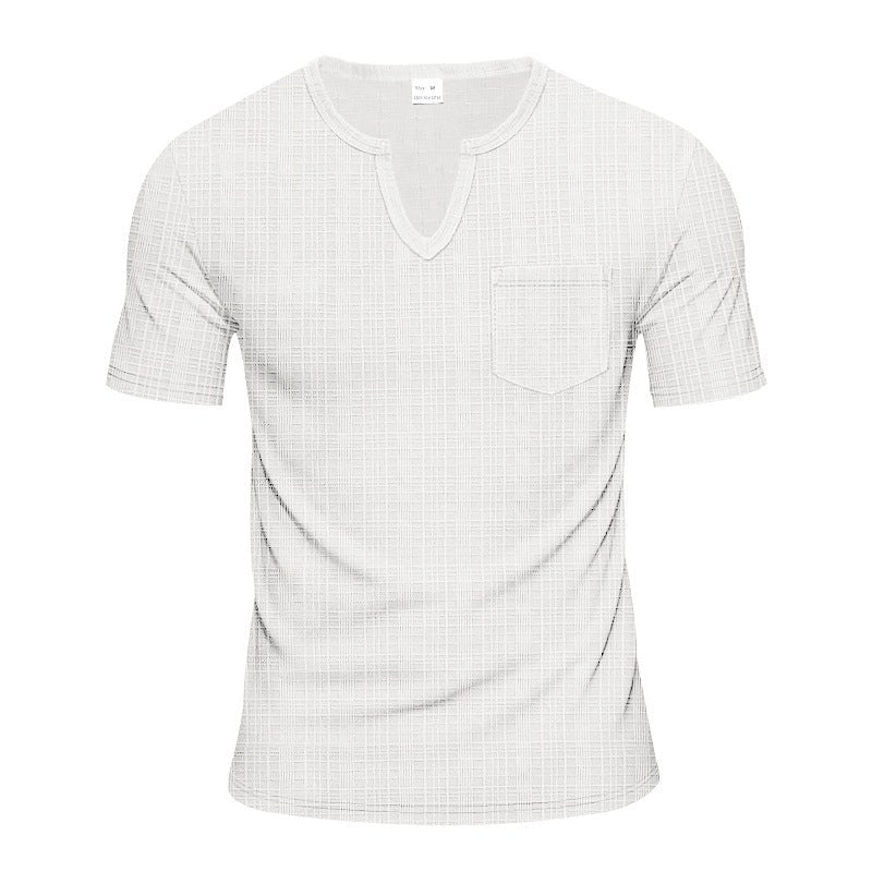 Sem Linen Shirt with V-Neck and Short Sleeve in White