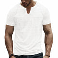 Sem Linen Shirt with V-Neck and Short Sleeve