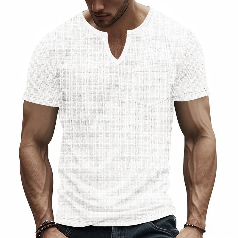 Sem Linen Shirt with V-Neck and Short Sleeve