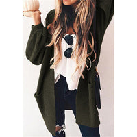 Senna Casual Knit Cardigan with Pockets in Military Green