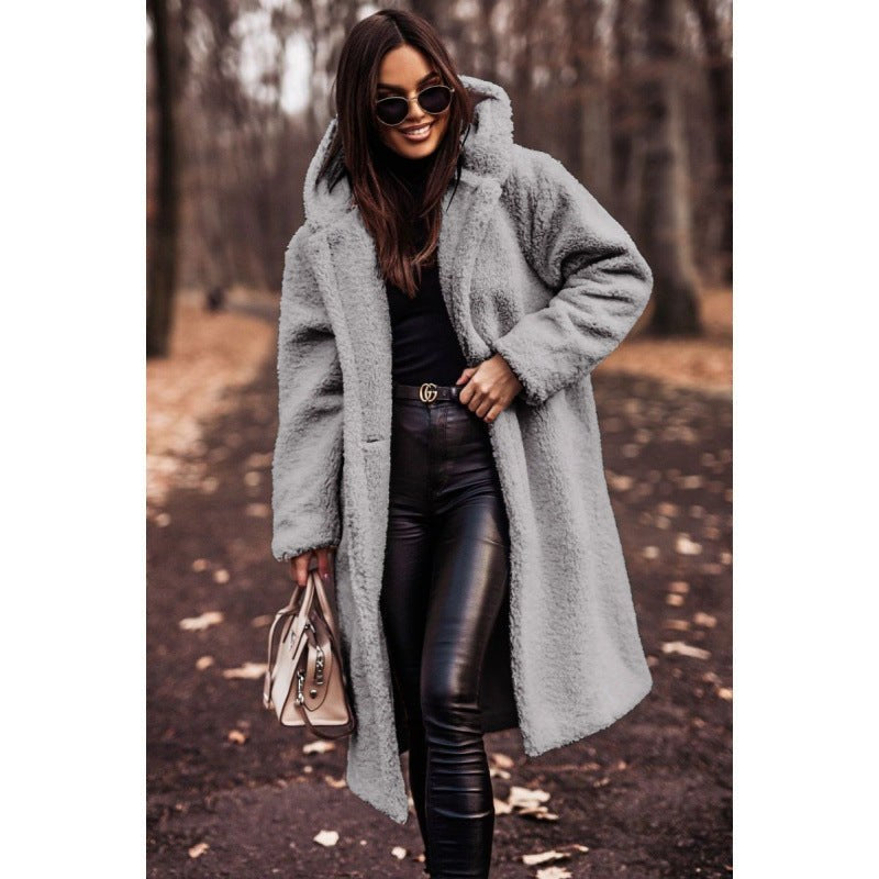 Senna Coat with Hood in Light Grey