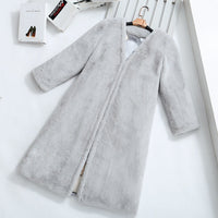 Senna Elegant Coat with V-Neck and Pockets in Grey