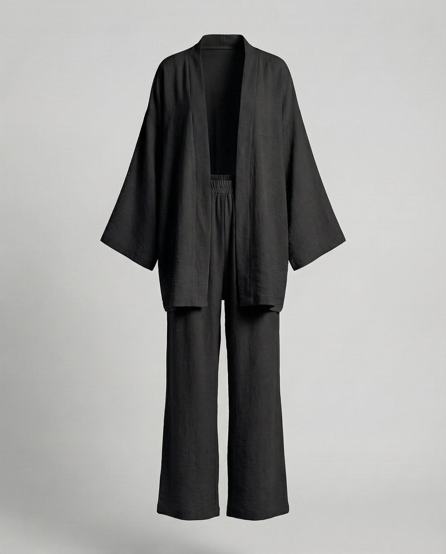 Senna Linen Blend Trousers in Black