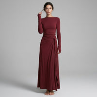 Seraphina Knotted Draped Maxi Dress in Cabernet