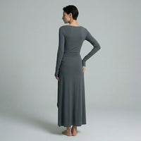 Seraphina Knotted Draped Maxi Dress in Charcoal