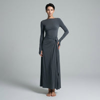 Seraphina Knotted Draped Maxi Dress in Charcoal