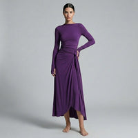 Seraphina Knotted Draped Maxi Dress in Royal Plum