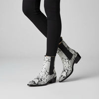 Seraphina Snakeskin Leather Bootie in Ivory