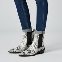 Seraphina Snakeskin Leather Bootie in Ivory