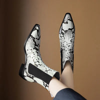 Seraphina Snakeskin Leather Bootie in Ivory