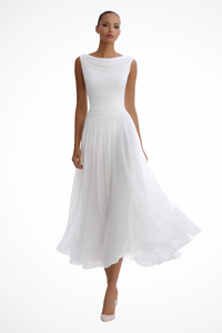Seraphita | Women's Draped Pleated Midi Dress