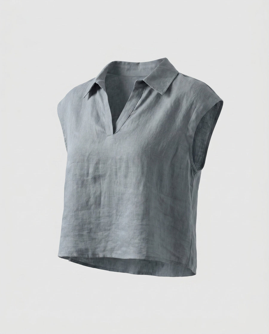 Seren Casual Linen Top in Blue