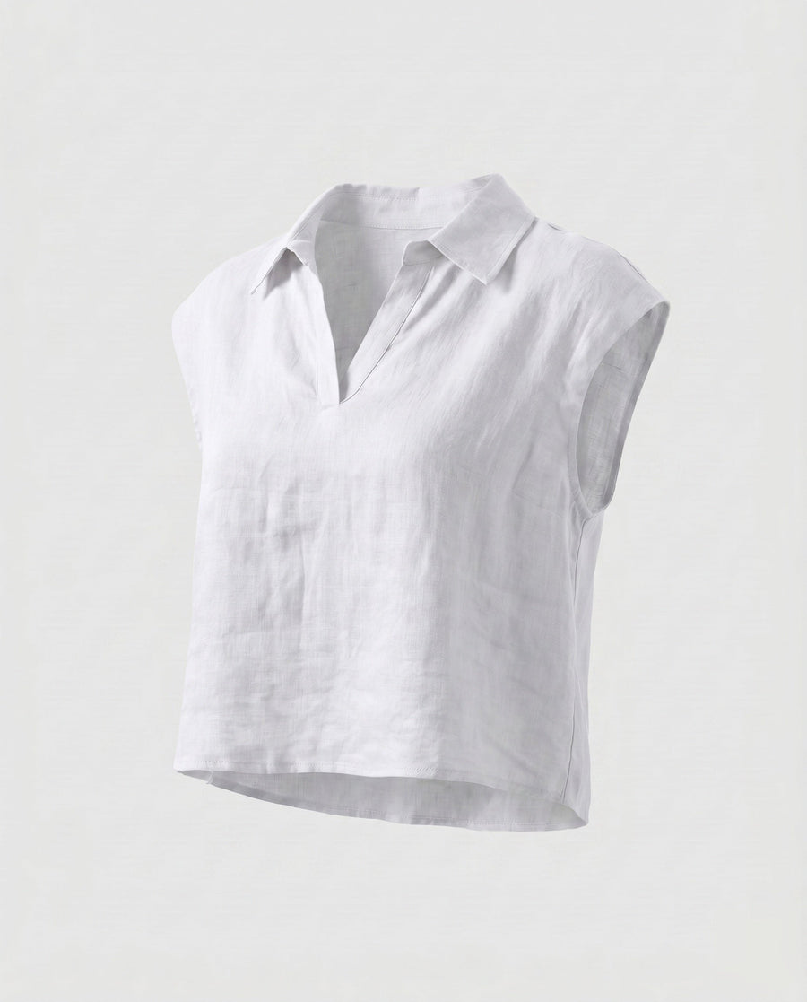 Seren Casual Linen Top in White