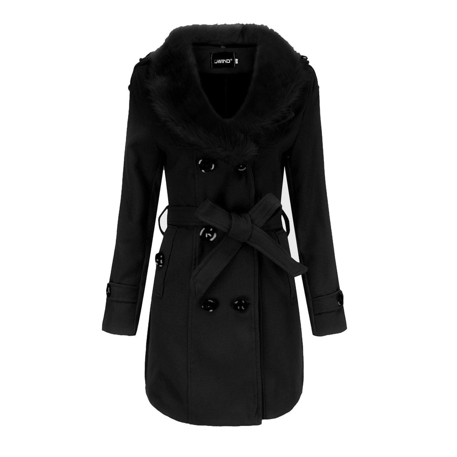 Seren Elegant Trench Coat in Black