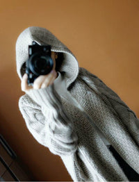 Seren Knit Cardigan with Hood in Grey