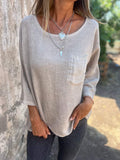 Seren Relaxed Linen Top with Chest Pocket