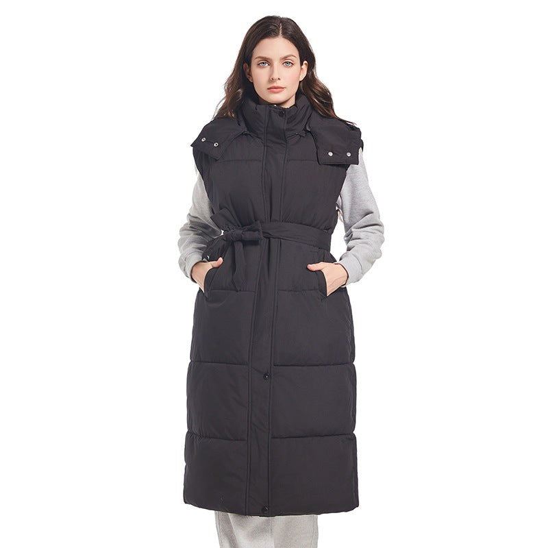 Seren Vest with Belted and Hood in Black