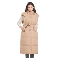 Seren Vest with Belted and Hood in Khaki