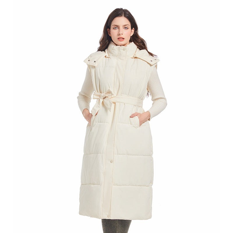 Seren Vest with Belted and Hood in White