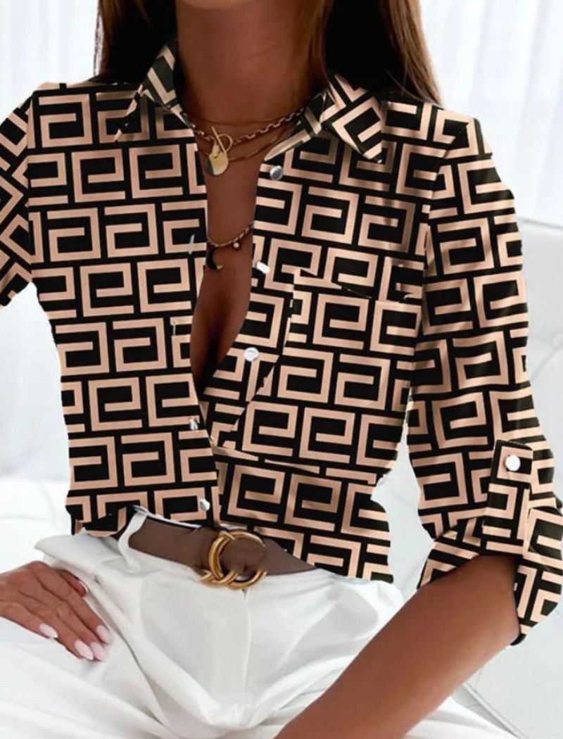 Serena Blouse in Khaki-Labyrinth