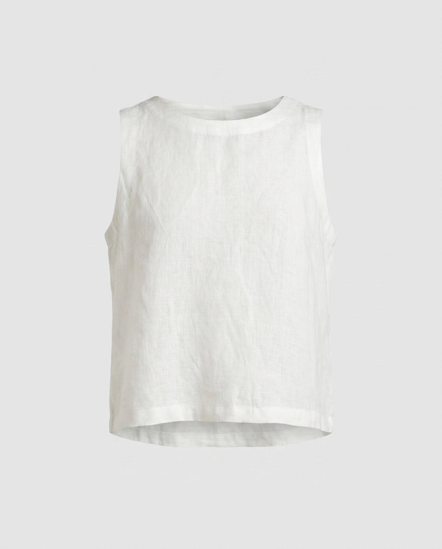 Serena Casual Linen Top in Beige