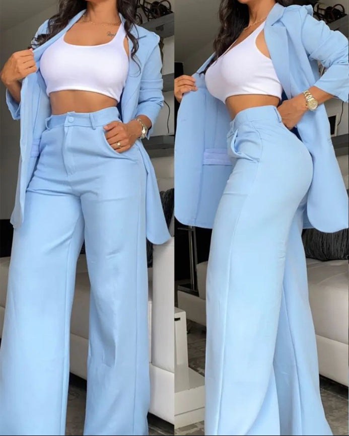 Serena Elegant Blazer in Sky Blue