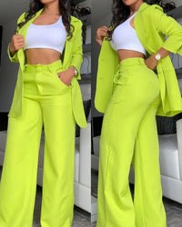 Serena Elegant Blazer in Yellow Green