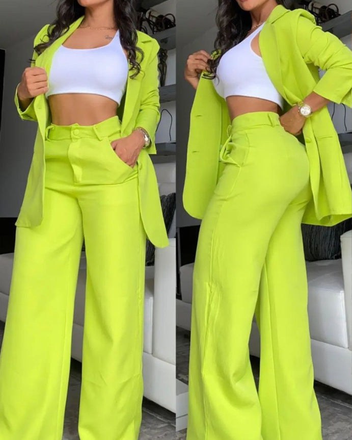 Serena Elegant Blazer in Yellow Green