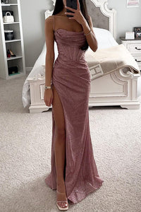 Serena | Women's Sequin Corset Evening Dress with Slit