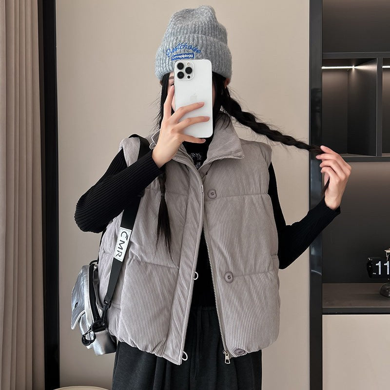 Serena Vest with Pockets in Grey