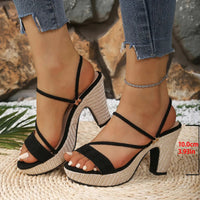Serenella Women's Strappy Block Heels in White