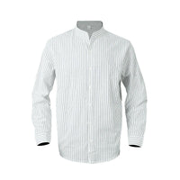 Severin Linen Shirt with Stand Collar and Button Front in White