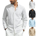 Severin Linen Shirt with Stand Collar and Button Front