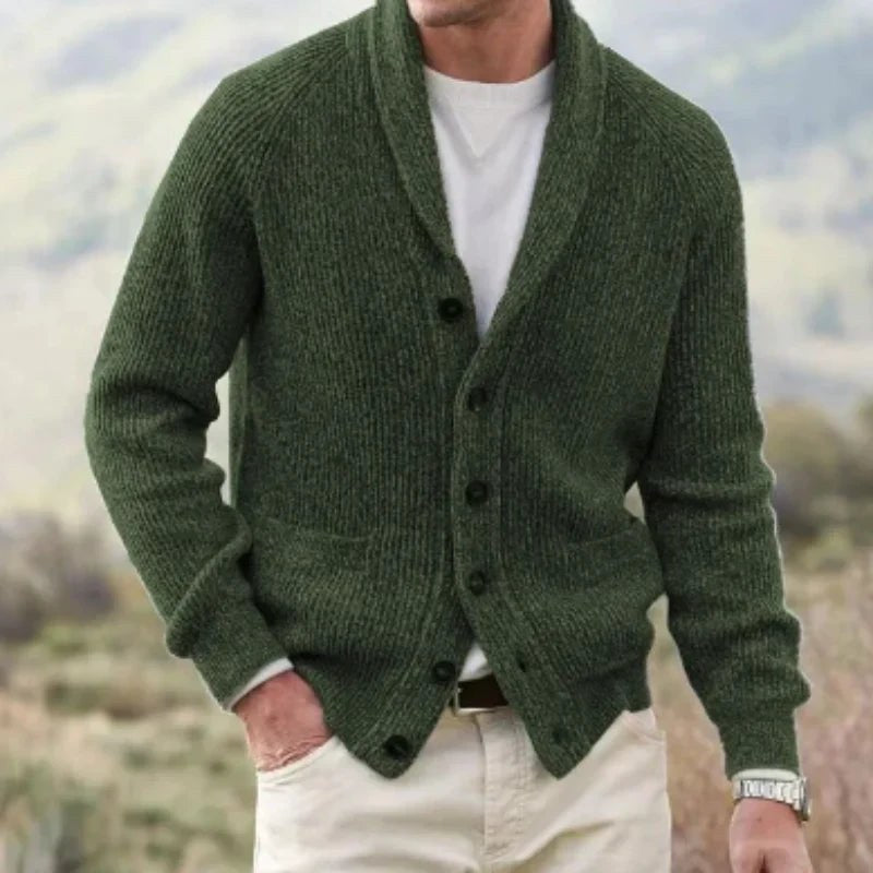 Severin Vintage Vest with V-Neck in Olive Green