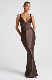 Joan Maxi Dress – Plum Brown