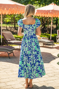 Capri Floral Maxi Dress in Bloom Blue