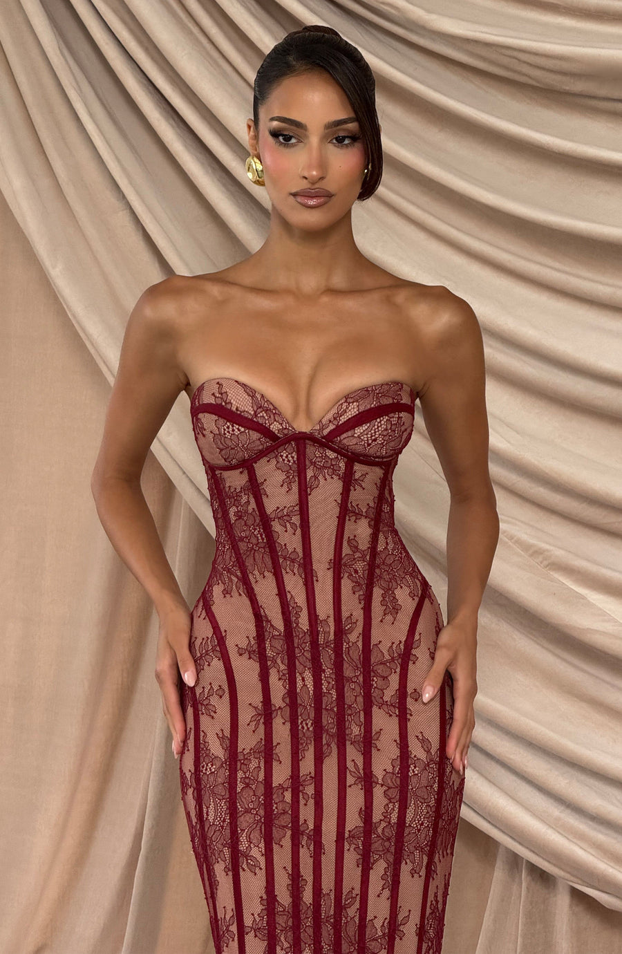 Loretta Maxi Dress – Burgundy
