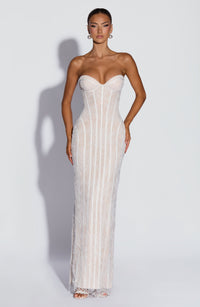Loretta Maxi Dress – Ivory Embellishment