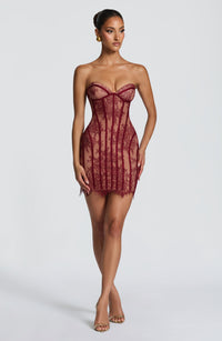 Loretta Mini Dress – Burgundy