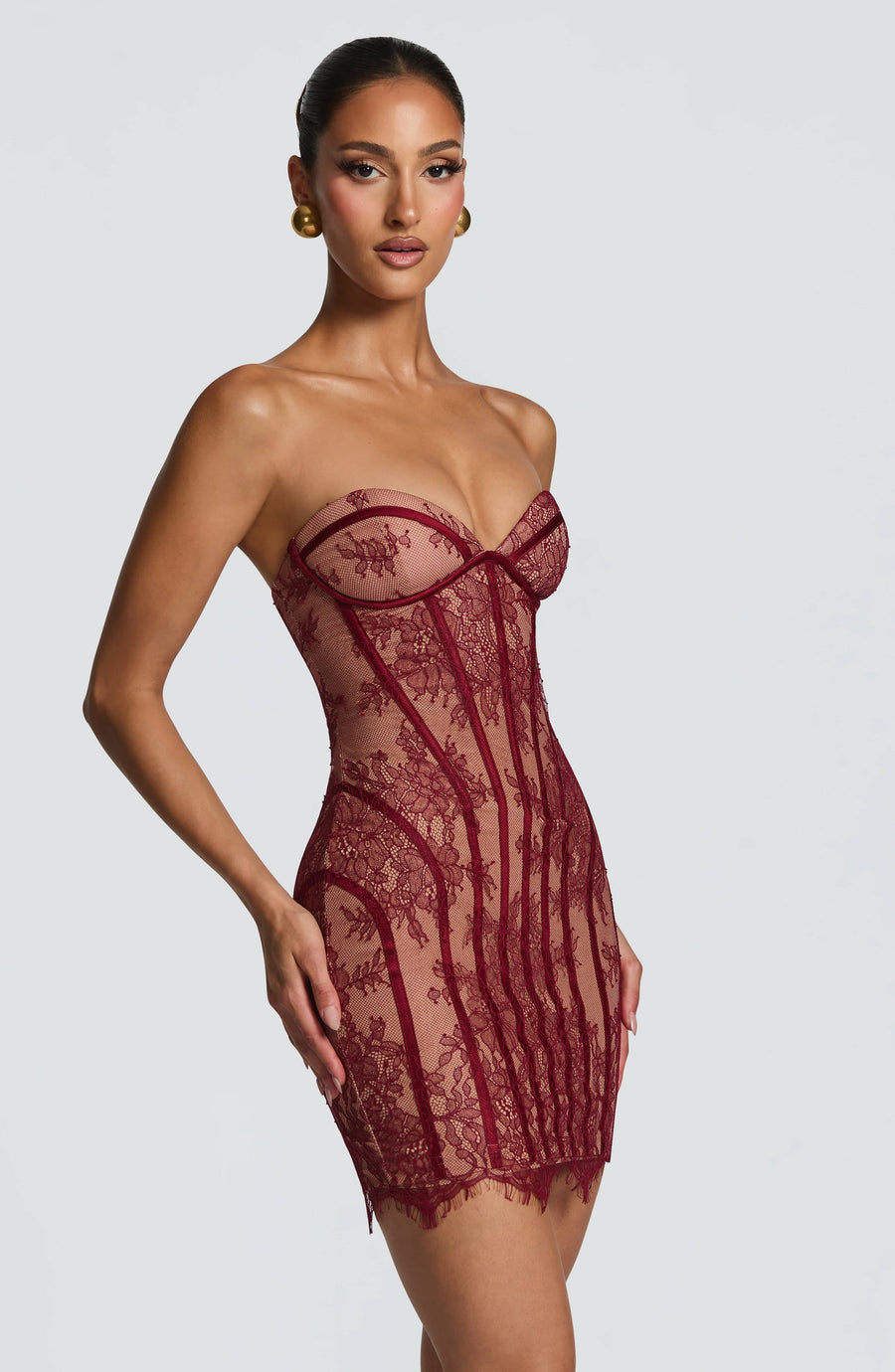 Loretta Mini Dress – Burgundy