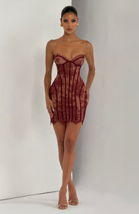 Loretta Mini Dress – Burgundy