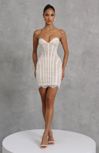 Loretta Mini Dress – Ivory Embellishment