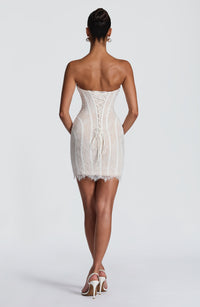 Loretta Mini Dress – Ivory Embellishment